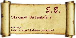 Strompf Balambér névjegykártya